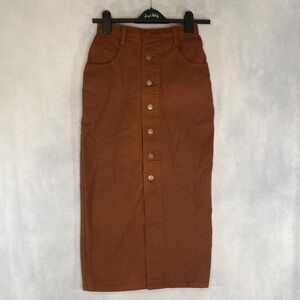 Vintage 90s Y2K EXTRA Brown Denim Western Boho Skirt Sz 1 made in USA